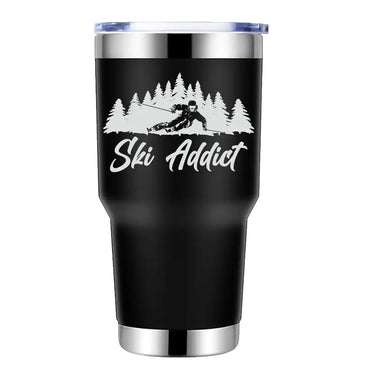Ski Addict 30oz Insulated Vacuum Sealed Tumbler Black